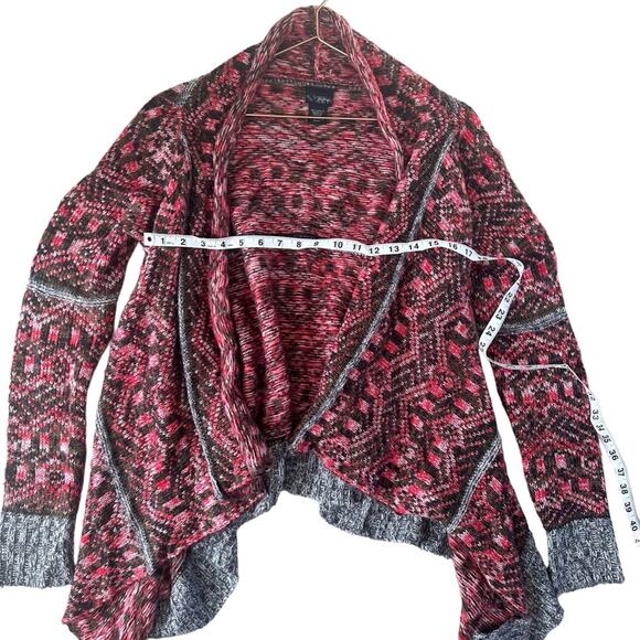 Daytrip Womens Knit Cardigan Sweater Sz Small Asymmetric Red Green - Picture 4 of 5